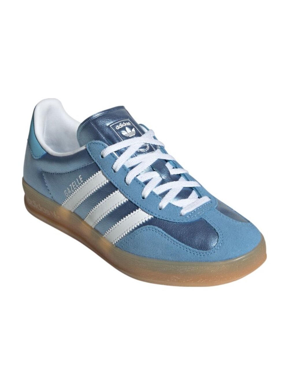 adidas Gazelle Indoor - Womens Sneaker Metallic Blue White Gum JS1407 NEW - Picture 4 of 9